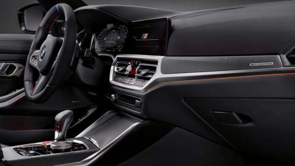 M Performance interior trims carbon fibre BMW M4 Coupé G82 2020 BMW M4 Coupé G82 2020 M Performance interior trims carbon fibre interior close-up