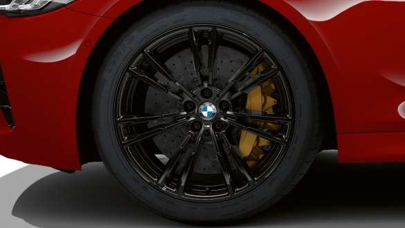 BMW M5 Competition with M Carbon Ceramic Brake F90 2020 BMW M5 Competition with M Carbon Ceramic Brake F90 LCI Facelift 2020 BMW Individual Imola Red close-up wheel