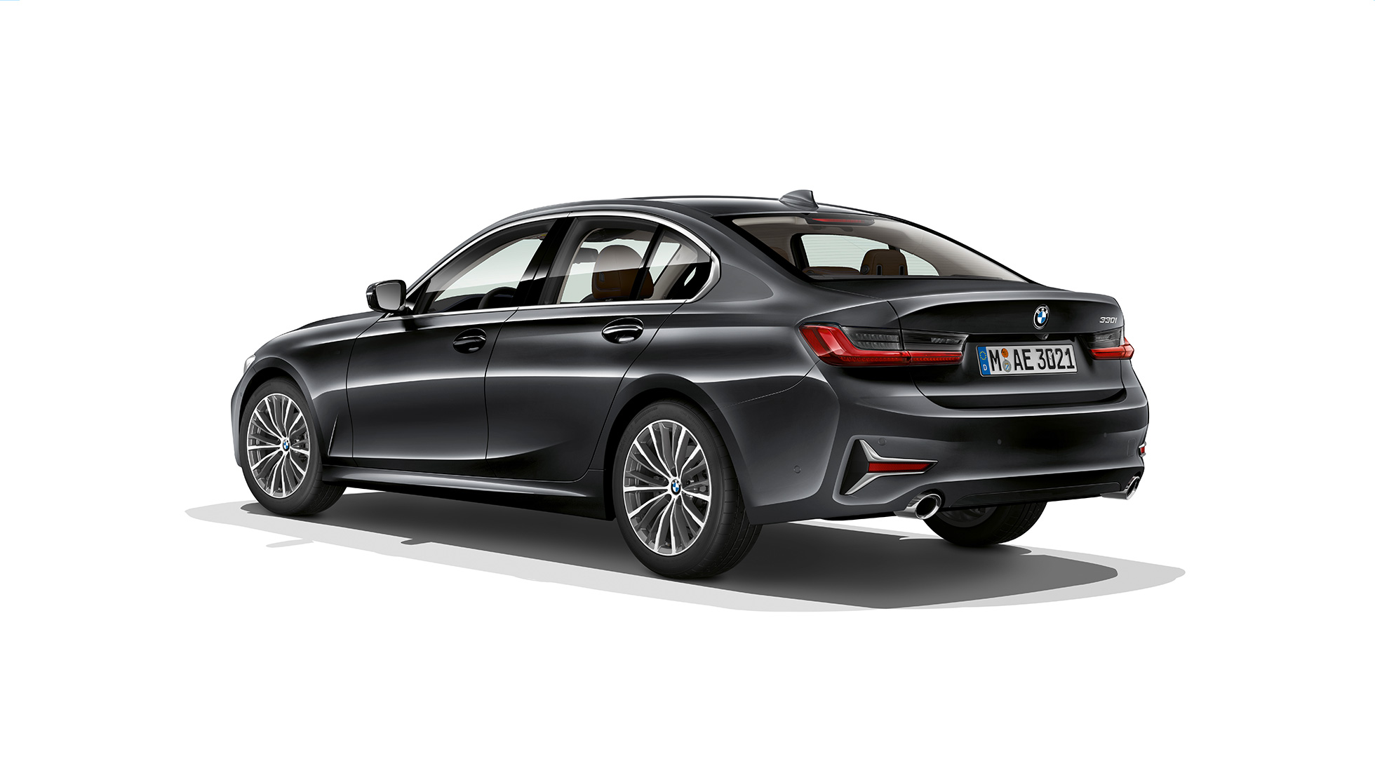 BMW 3 Series Sedan, Model Luxury Line rear G20 Three-quarter rear shot of the BMW 3 Series Sedan with Model Luxury Line features G20.