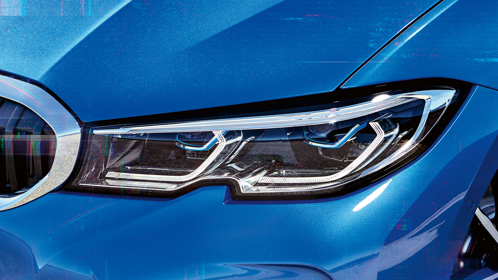 BMW 3 Series, BMW Laserlight G20 Lateral close-up of the right front headlights with BMW laserlight G20.