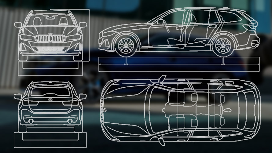 BMW 3 Series Touring LCI G21 technical data sketch