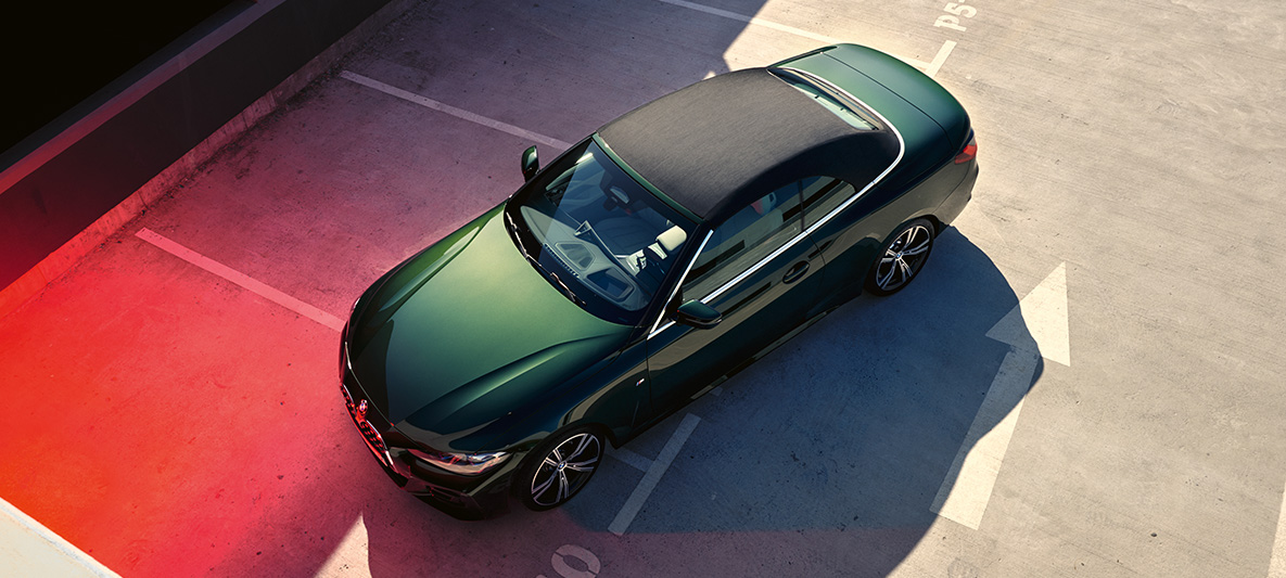 Softtop BMW 4 Series Convertible G23 2020 Softtop BMW 4 Series Convertible G23 2020 Sanremo Green metallic bird’s-eye view