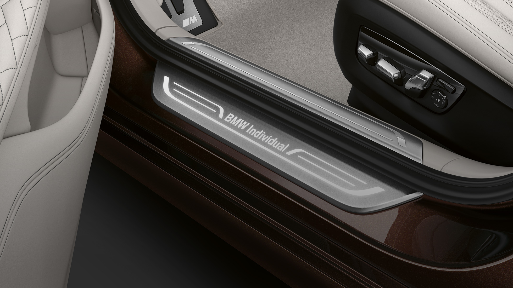 BMW Individual 7 Series Sedan G11 entry sill BMW 7 Series Sedan G11: entry sill with BMW Individual lettering