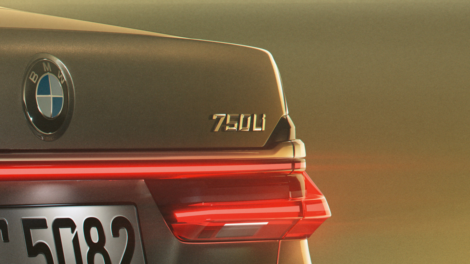 BMW 7 Series Sedan G11 750Li badge BMW 7 Series Sedan G11: close-up of 750Li badge on the rear