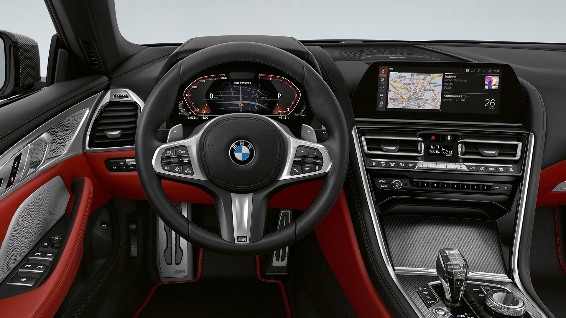 BMW M850i xDrive, Carbon Black metallic, Cockpit with M leather steering wheel G14. BMW M850i xDrive, Carbon Black metallic, Cockpit with M leather steering wheel G14.