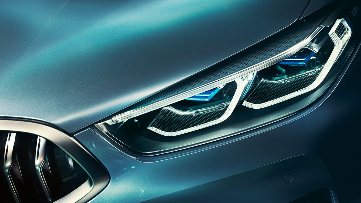 The BMW 8 Series Coupé, laserlight G15. Close-up of the laserlight on the front of the BMW 8 Series Coupé G15.