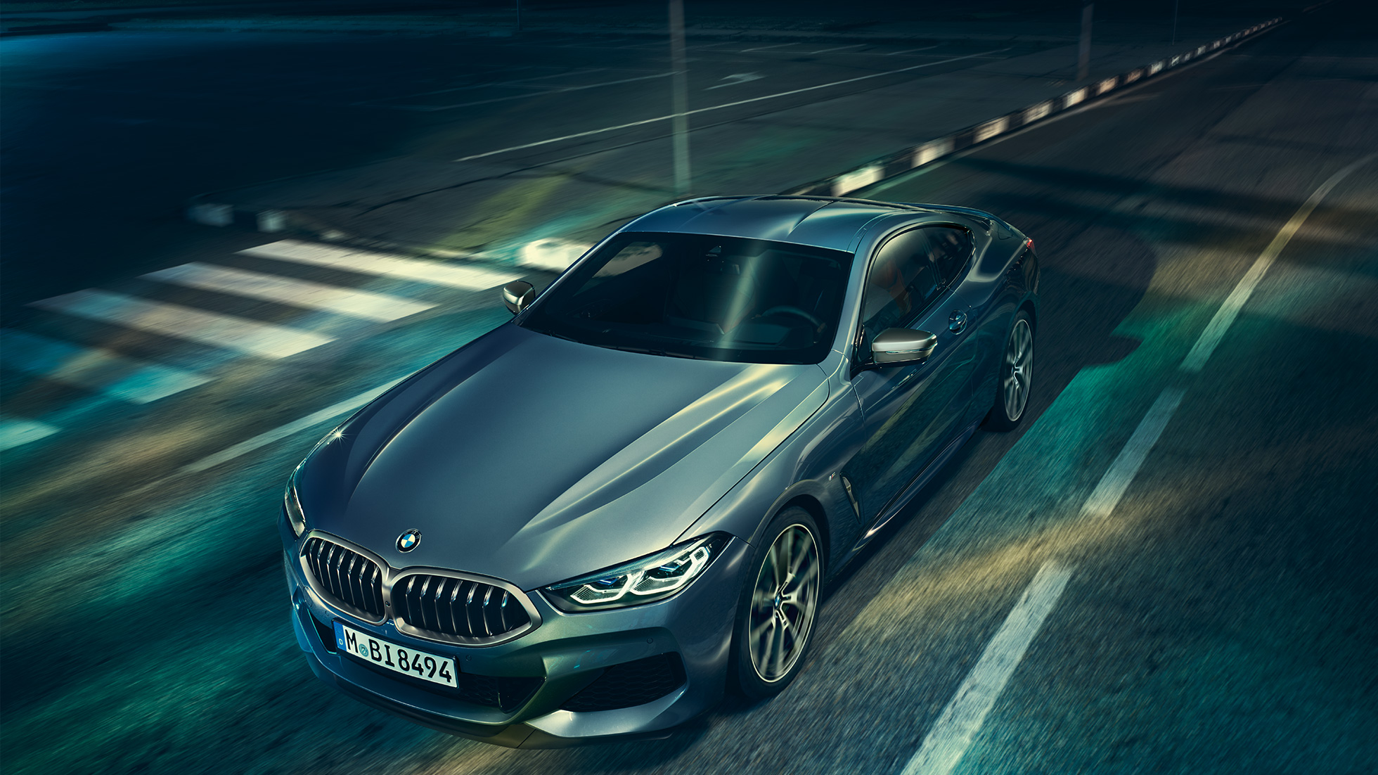 BMW 8 Series Coupé, three-quarter front view G15. BMW 8 Series Coupé, three-quarter front view, standing with view on engine bonnet G15.