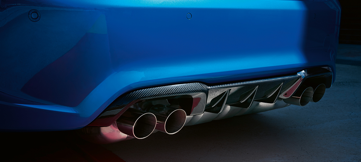 Rear diffusor BMW M2 CS F87 Rear diffusor BMW M2 CS F87 Misano Blue metallic detail view