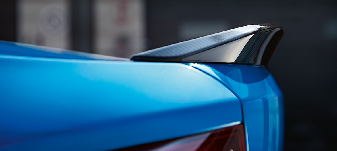 Rear spoiler BMW M2 CS F87 Rear spoiler BMW M2 CS F87 Misano Blue metallic detail view