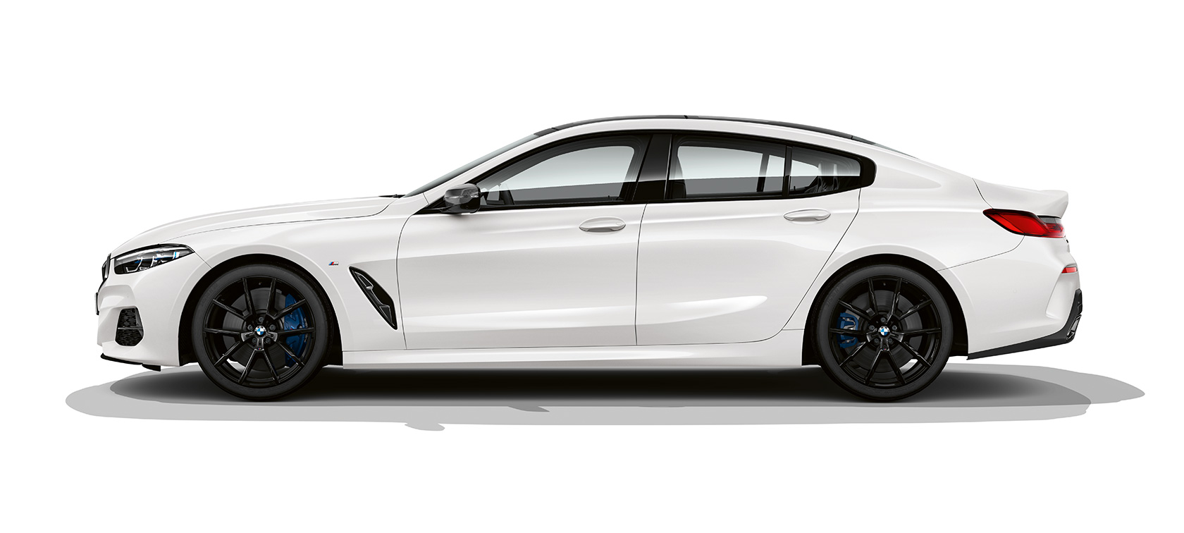 BMW M850i xDrive Gran Coupé side view G16 BMW M850i xDrive Gran Coupé G16 2019 BMW Individual Mineral White side view