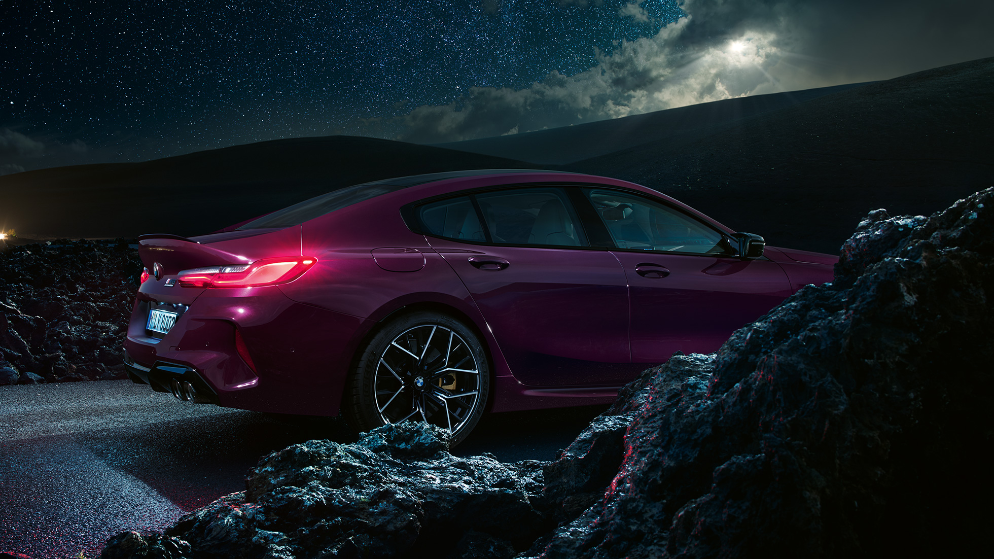 BMW M8 Competition Gran Coupé F93 2020 side view BMW M8 Competition Gran Coupé F93 2020 BMW Individual Ametrine metallic side view