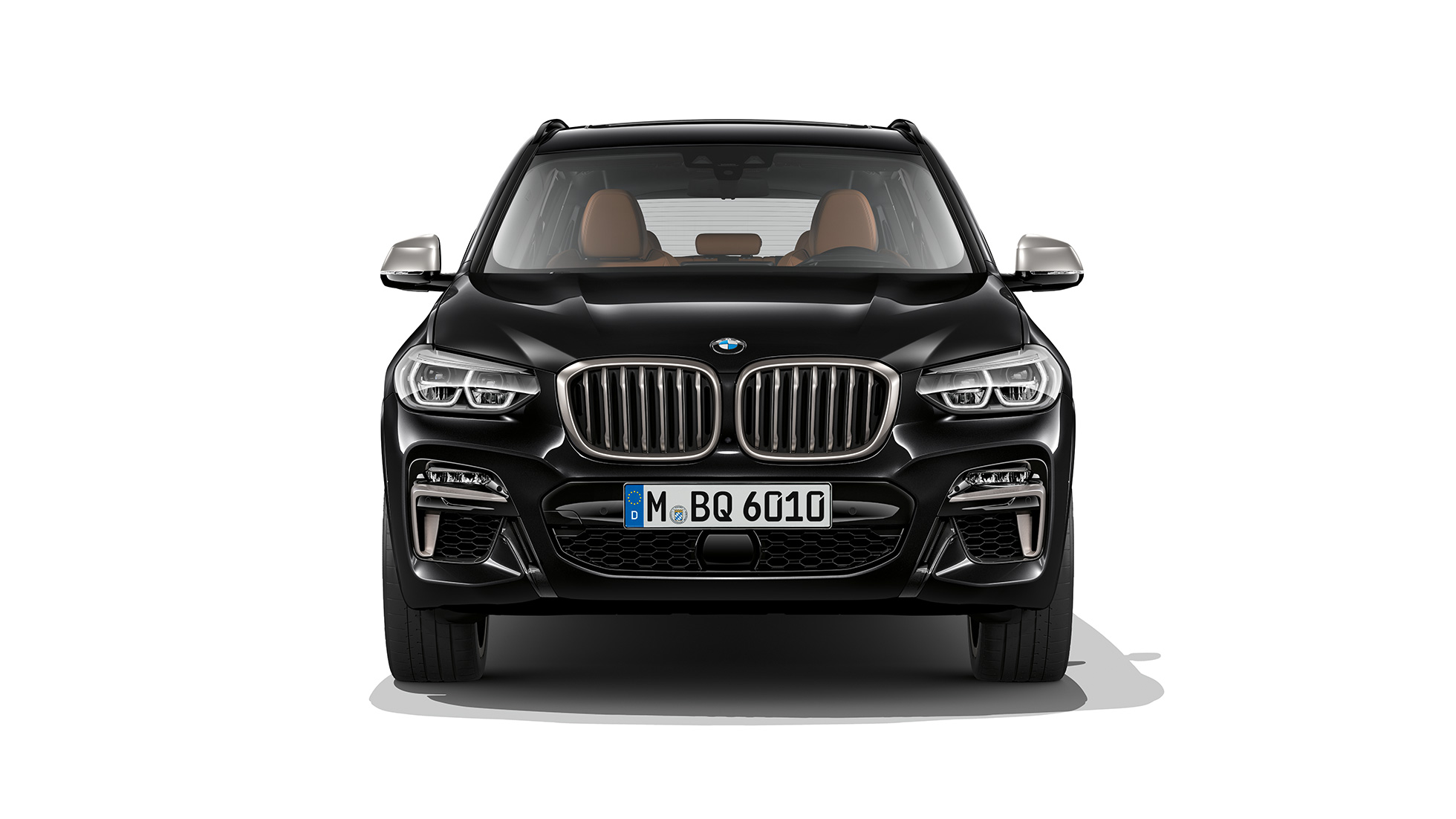 BMW X3 M40i SUV, front view F97. BMW X3 M40i SUV in Black Sapphire metallic, exterior, front view F97.