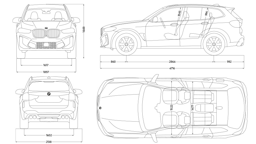 BMW X3 M F97 technical data sketch BMW X3 M F97 technical data sketch