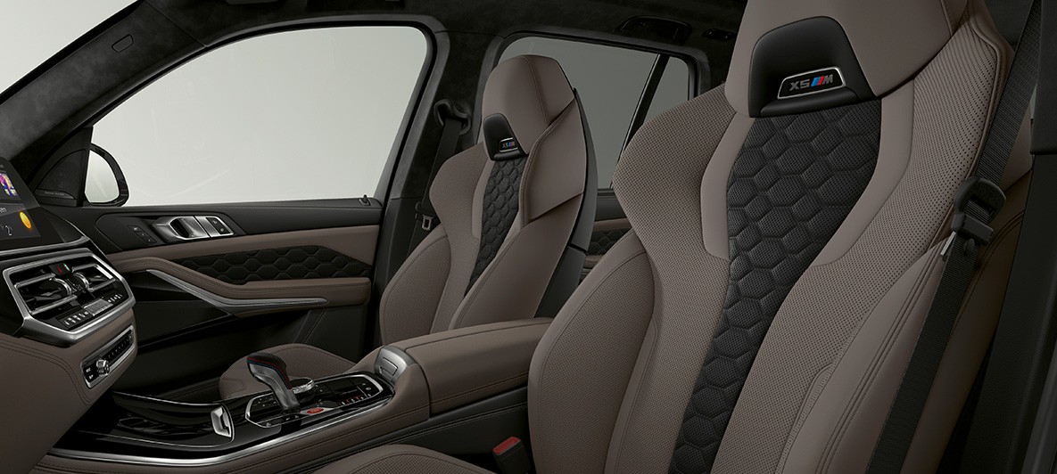 M Multifunctional seats BMW X5 M SUV F95 M Multifunctional seats with X5 M logo BMW X5 M SUV F95 interior
