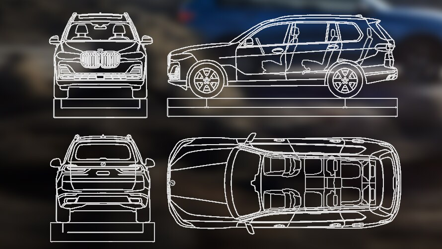 BMW X7 M60i G07 LCI technical data sketch BMW X7 M60i G07 LCI technical data sketch