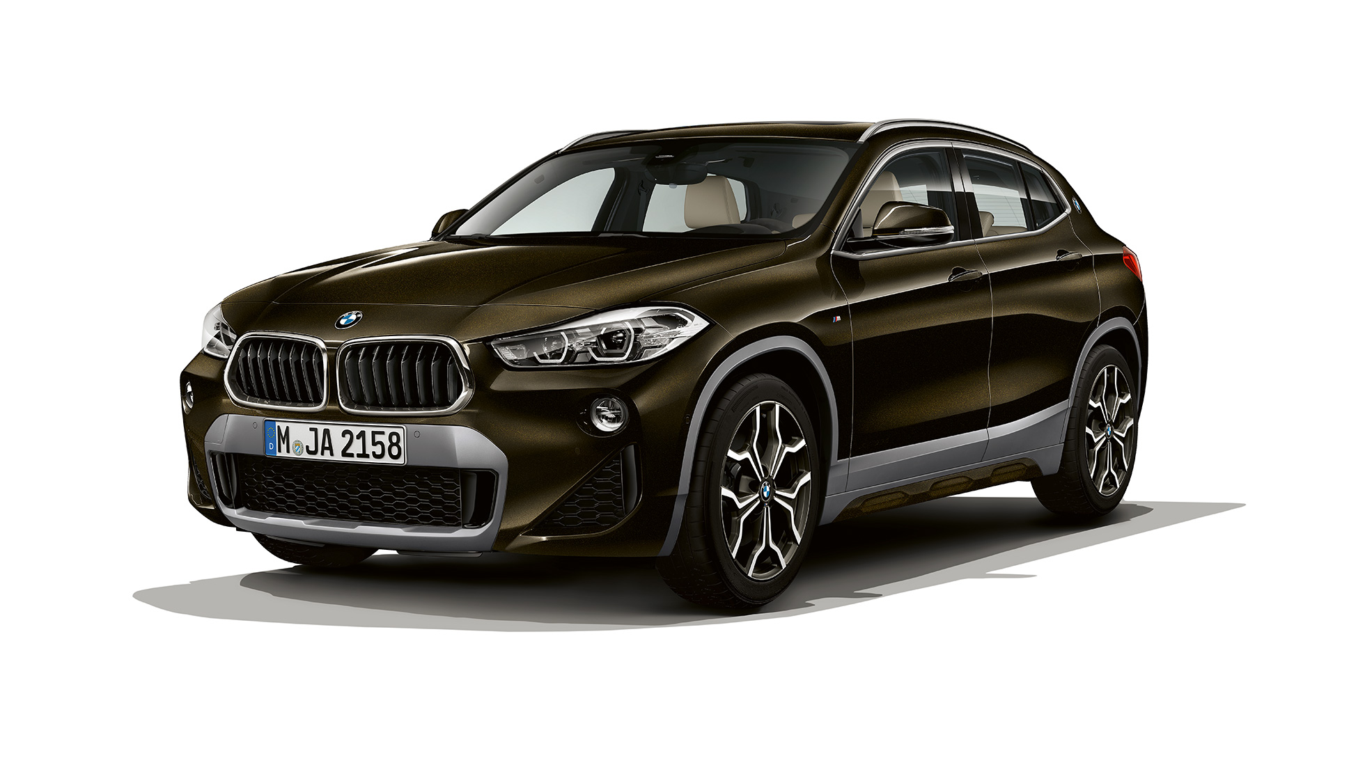 Three quarter frontview BMW X2 SUV sDrive20i model M Sport X F39 BMW X2 SUV sDrive20i model M Sport X 2018 F39 Sparkling Storm brilliant effect three quarter frontview