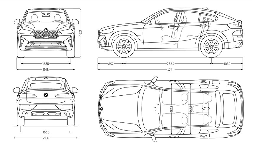 BMW X4 G02 technical data sketch BMW X4 G02 technical data sketch