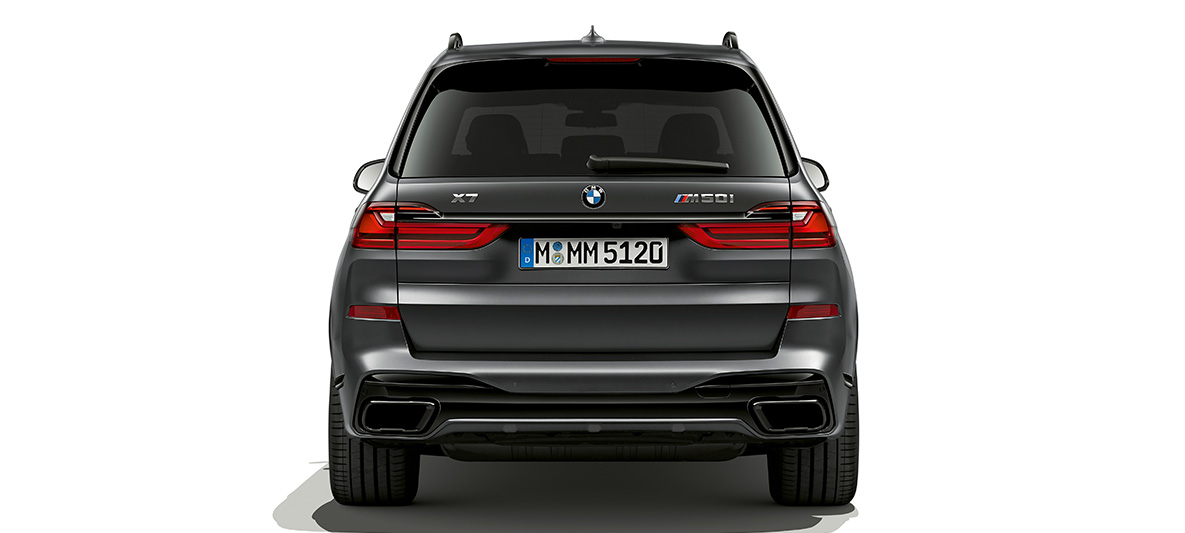 BMW Dark Shadow Edition rear view SUV G07 BMW X7 SUV G07 Dark Shadow Edition rear view