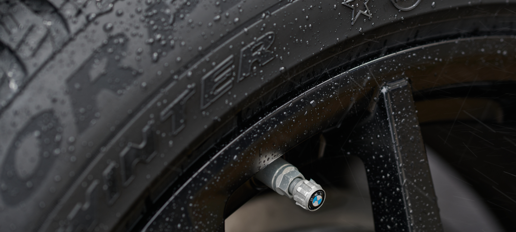 BMW winter complete wheel with star marking Close up view of a BMW winter complete wheel with star marking