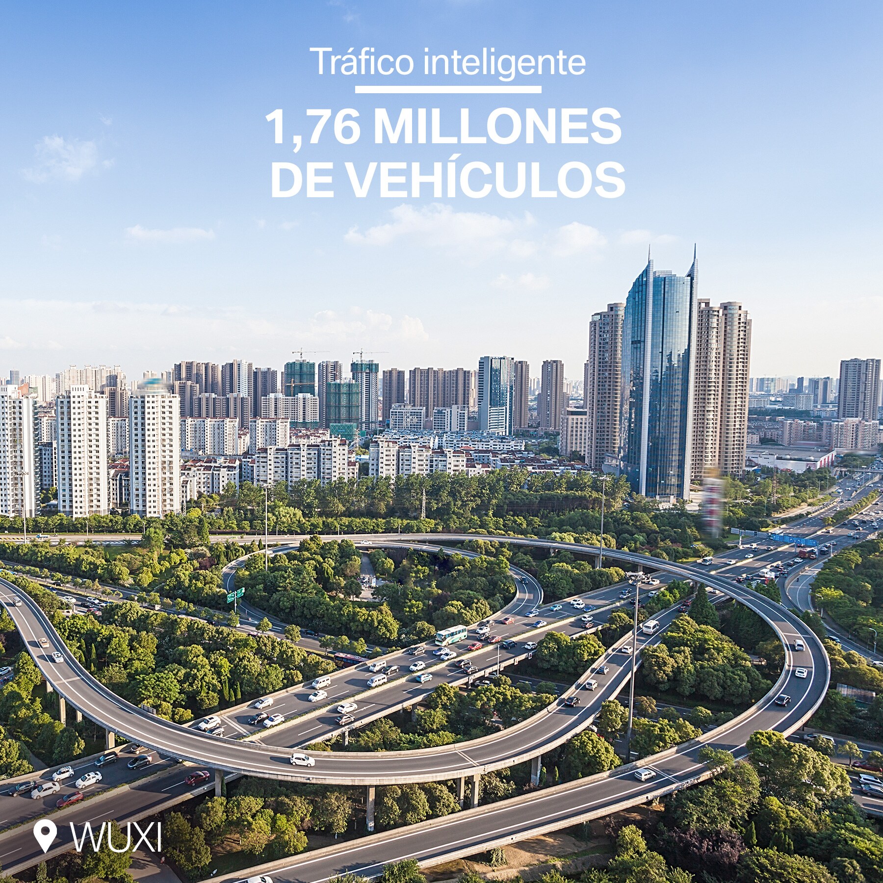 La infografía muestra concepto de movilidad y soluciones para el tráfico en la ciudad como Wuxi en China