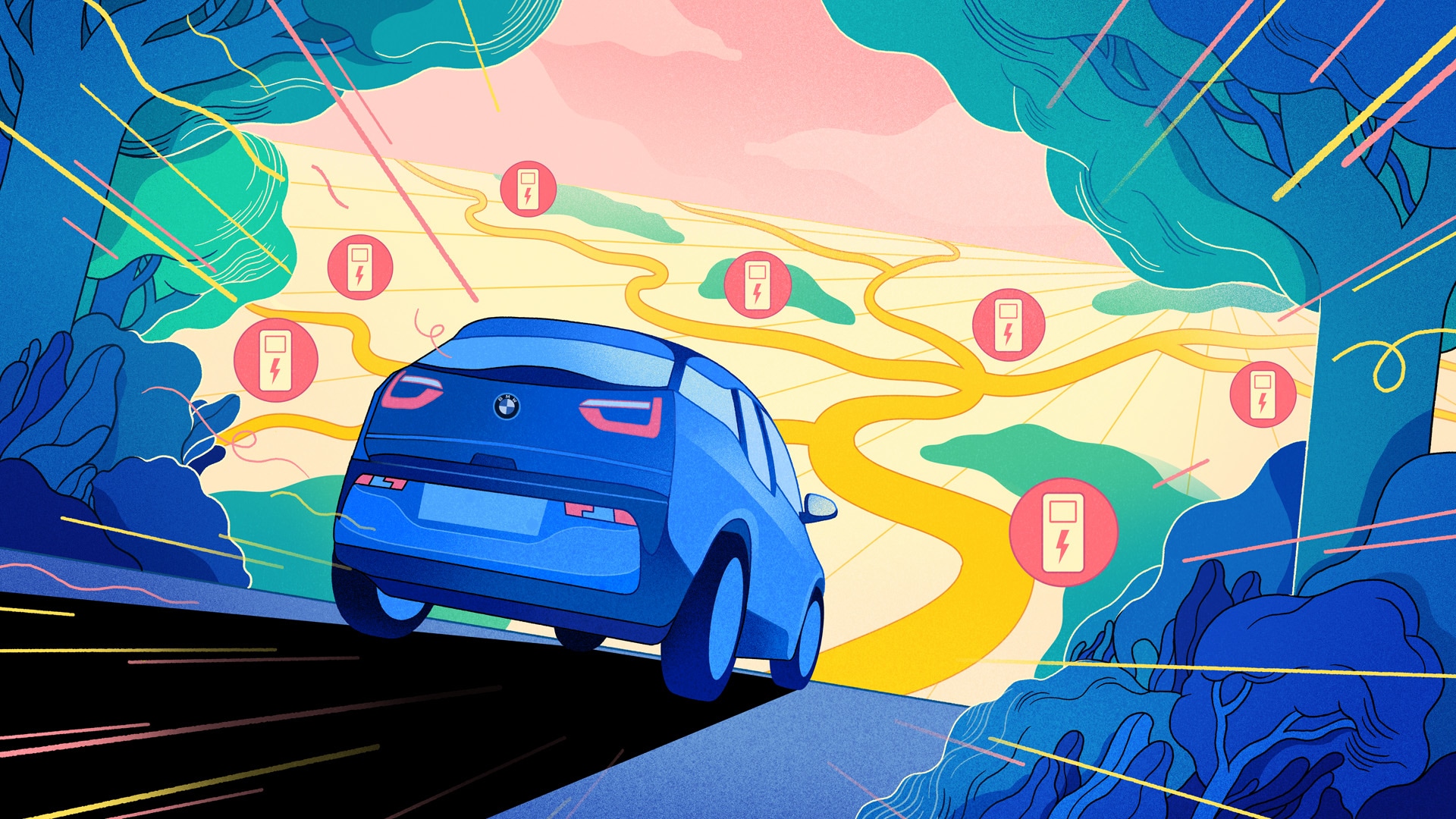Illustration recharge voiture électrique borne de recharge voiture électrique borne de recharge où recharger sa voiture électrique charge rapide voiture électrique Wallbox