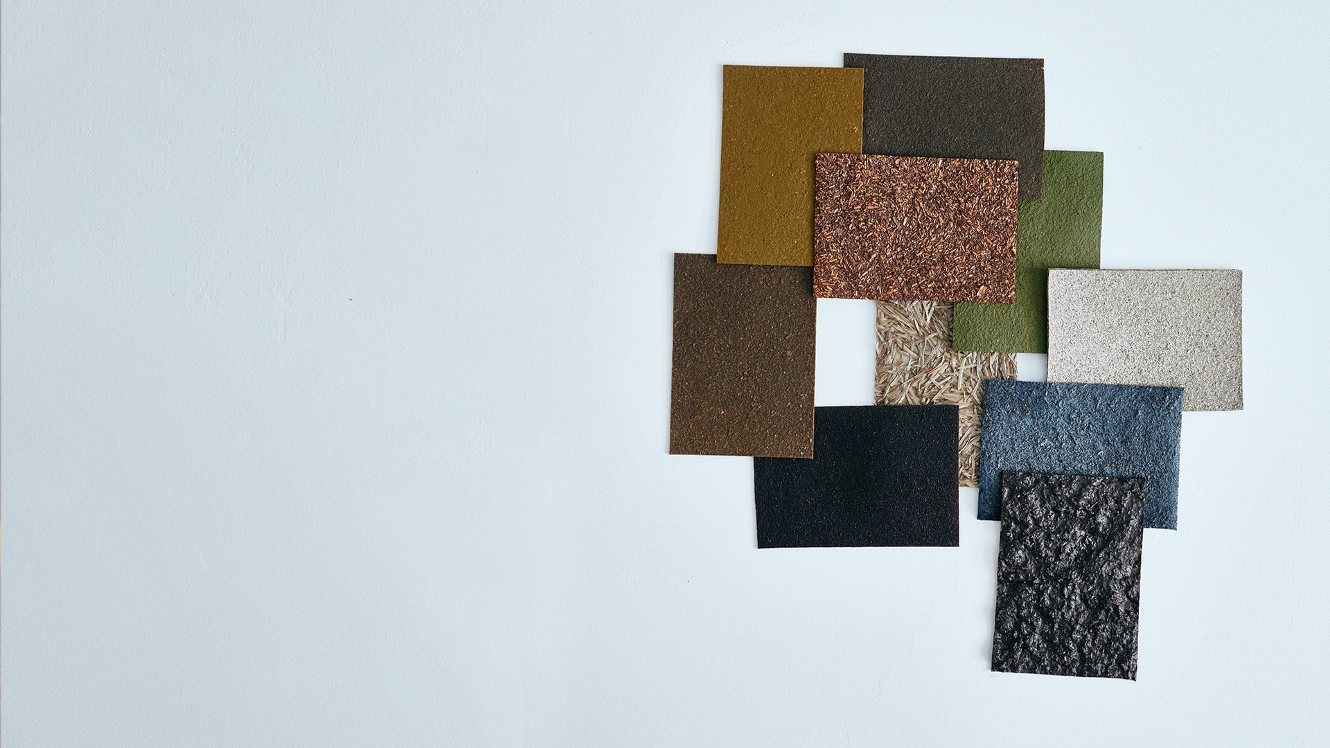 Detail of textured fabric swatches produced by Alcantara. Part of a range  of fabric & materials feature…