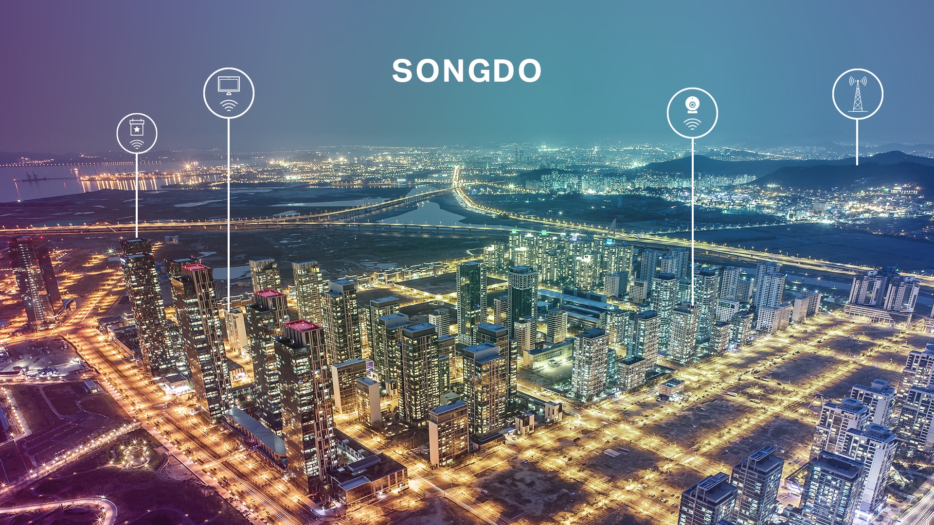 Smart City Konzept Skyline Songdo