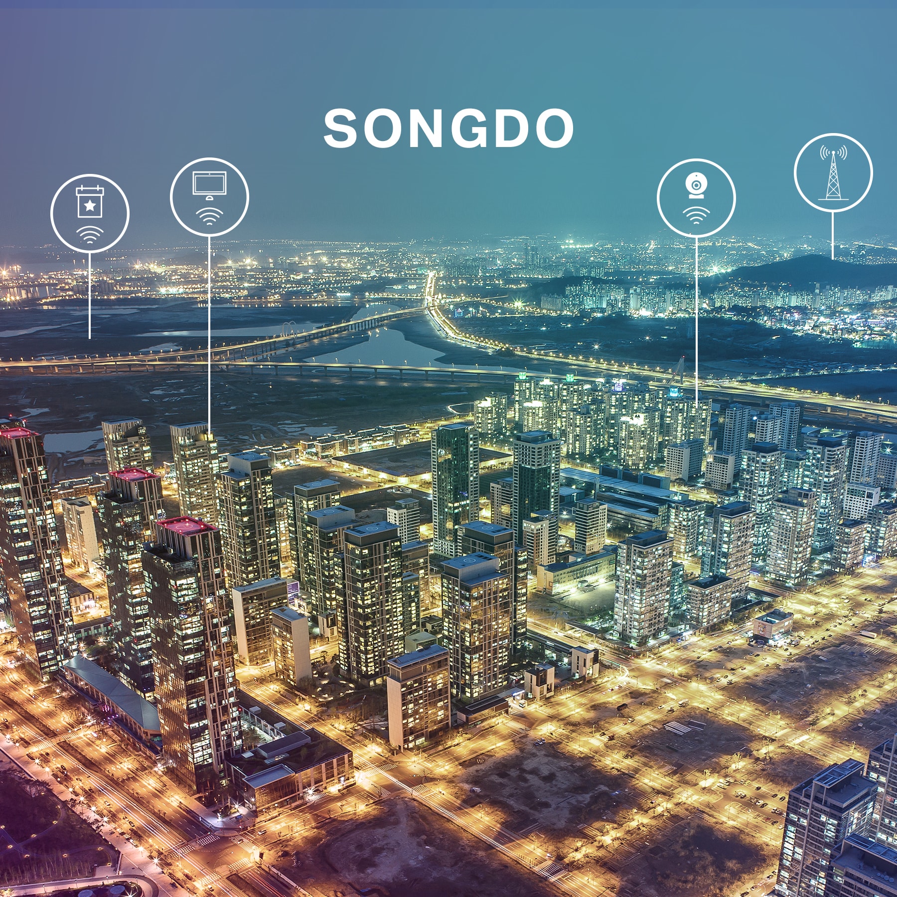 Smart City Konzept Skyline Songdo