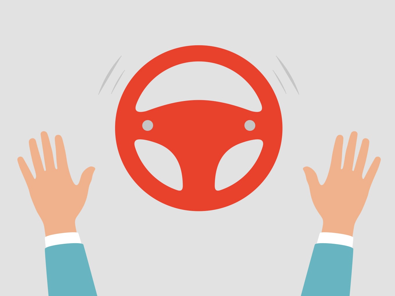 L'illustrazione mostra le mani dal volante grazie alla WIFI in macchina