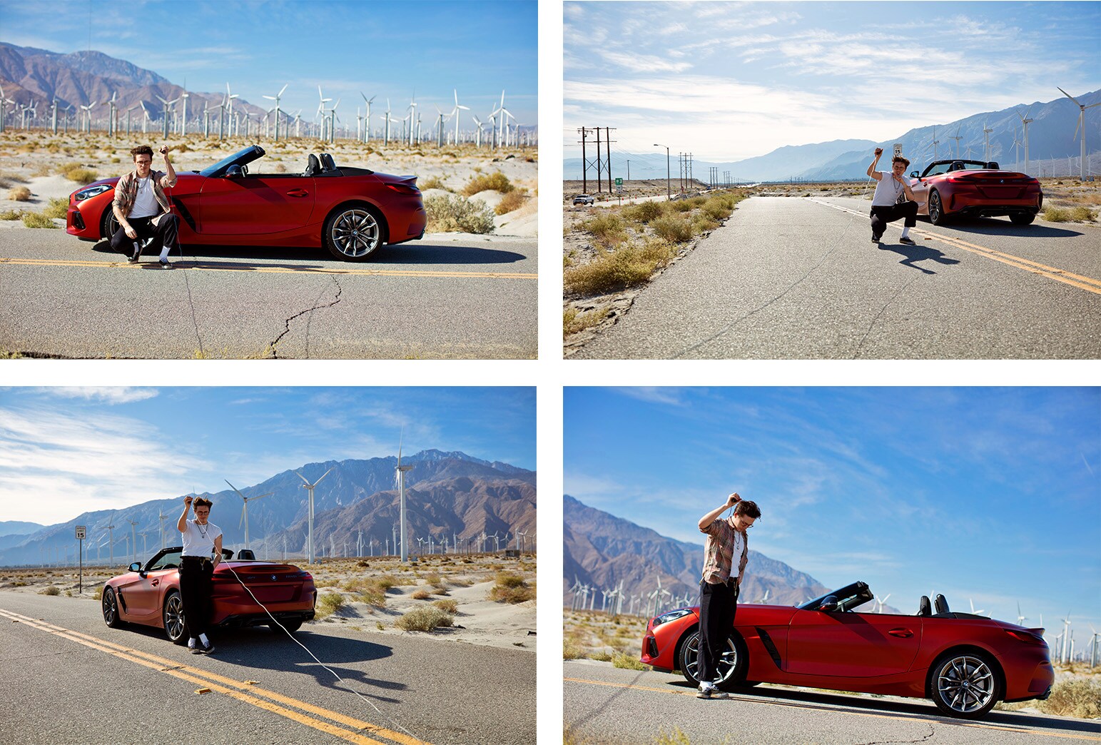 Brooklyn Beckham fotos de coches autorretrato con BMW Z4 en Palm Springs