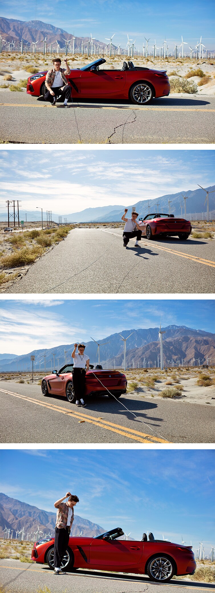 Brooklyn Beckham fotos de coches autorretrato con BMW Z4 en Palm Springs