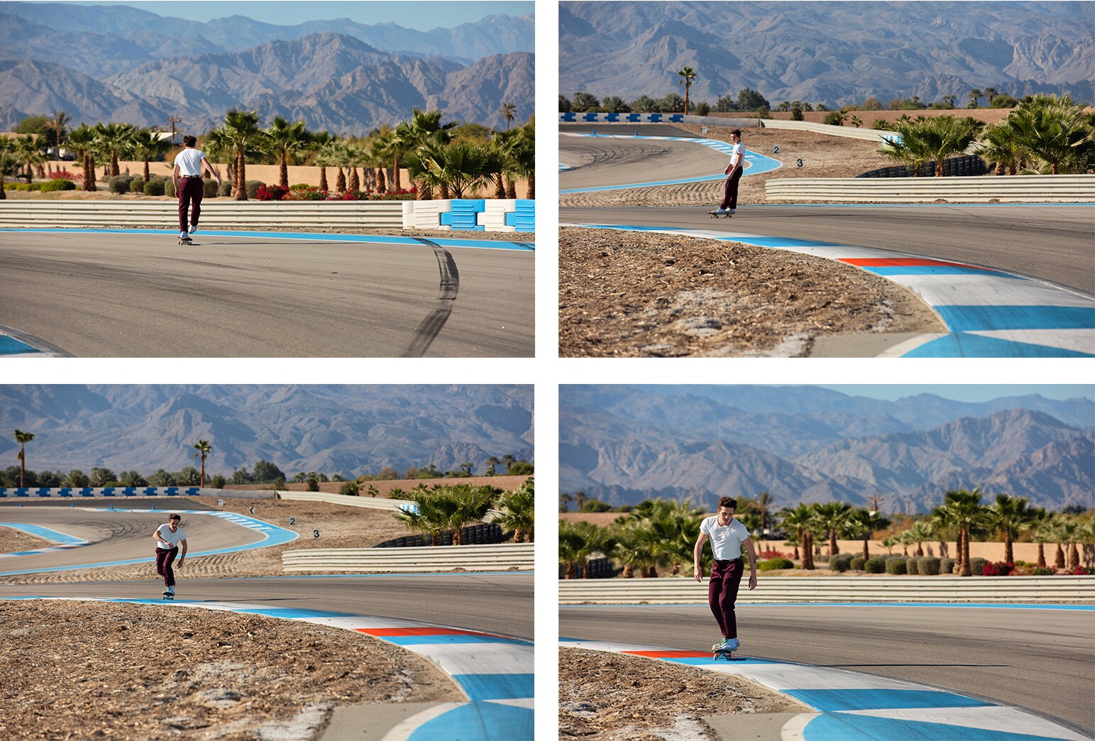 Brooklyn Beckham patinando en la pista de carreras del Thermal Club Palm Springs