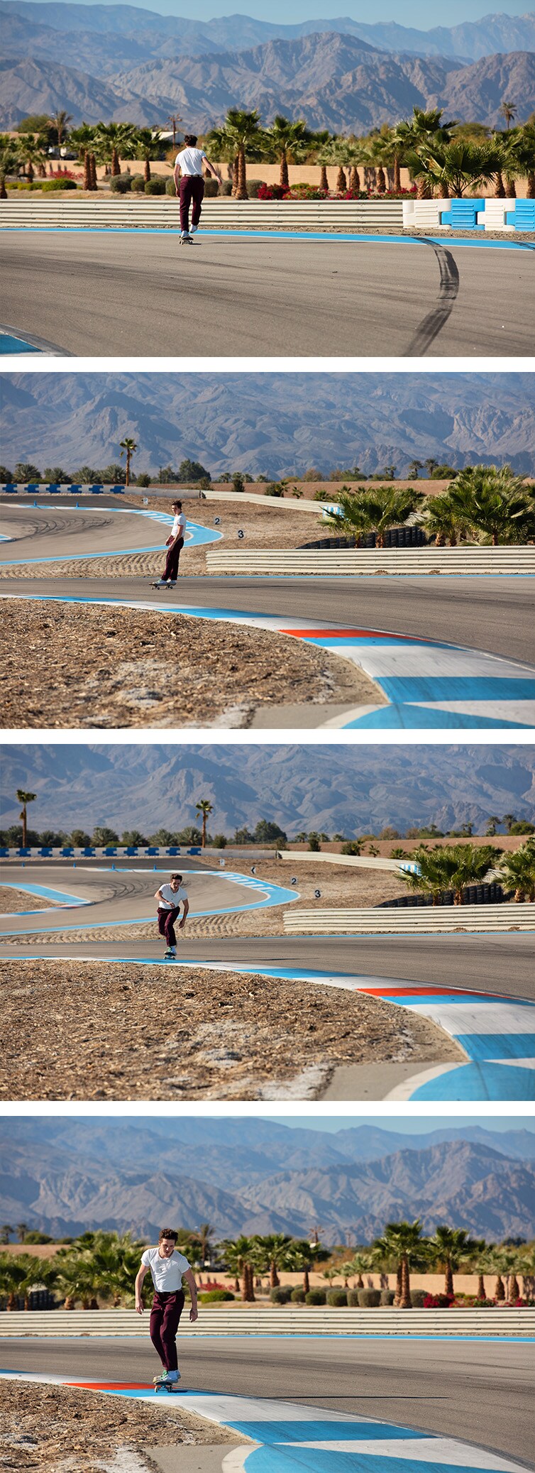 Brooklyn Beckham patinando en la pista de carreras del Thermal Club Palm Springs