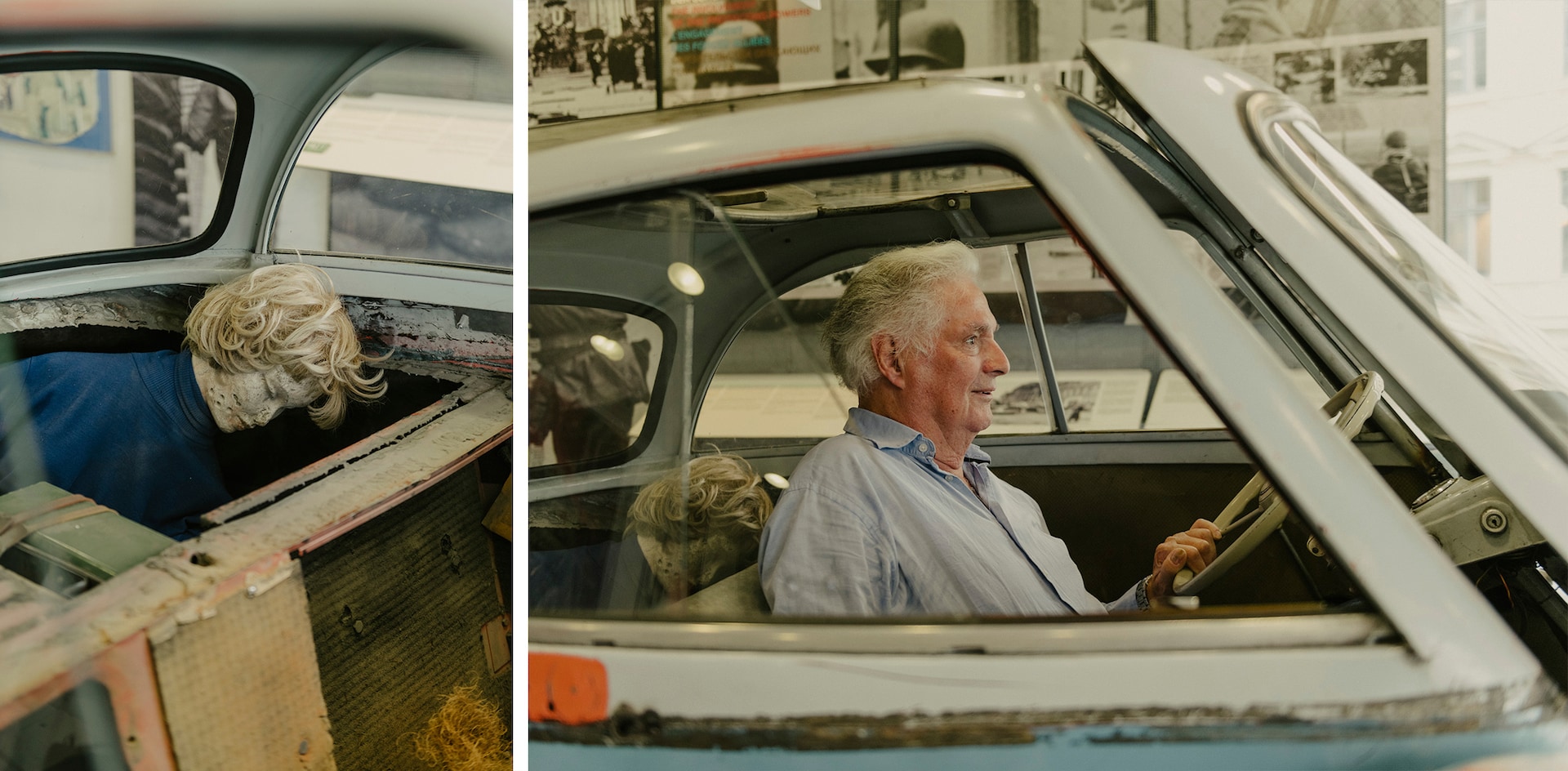 Un’idea geniale: Klaus-Günter Jacobi nella riproduzione di una Isetta da fuga, esposta al Museo del muro di Berlino. La vettura modificata era molto più complessa di quella in esposizione.