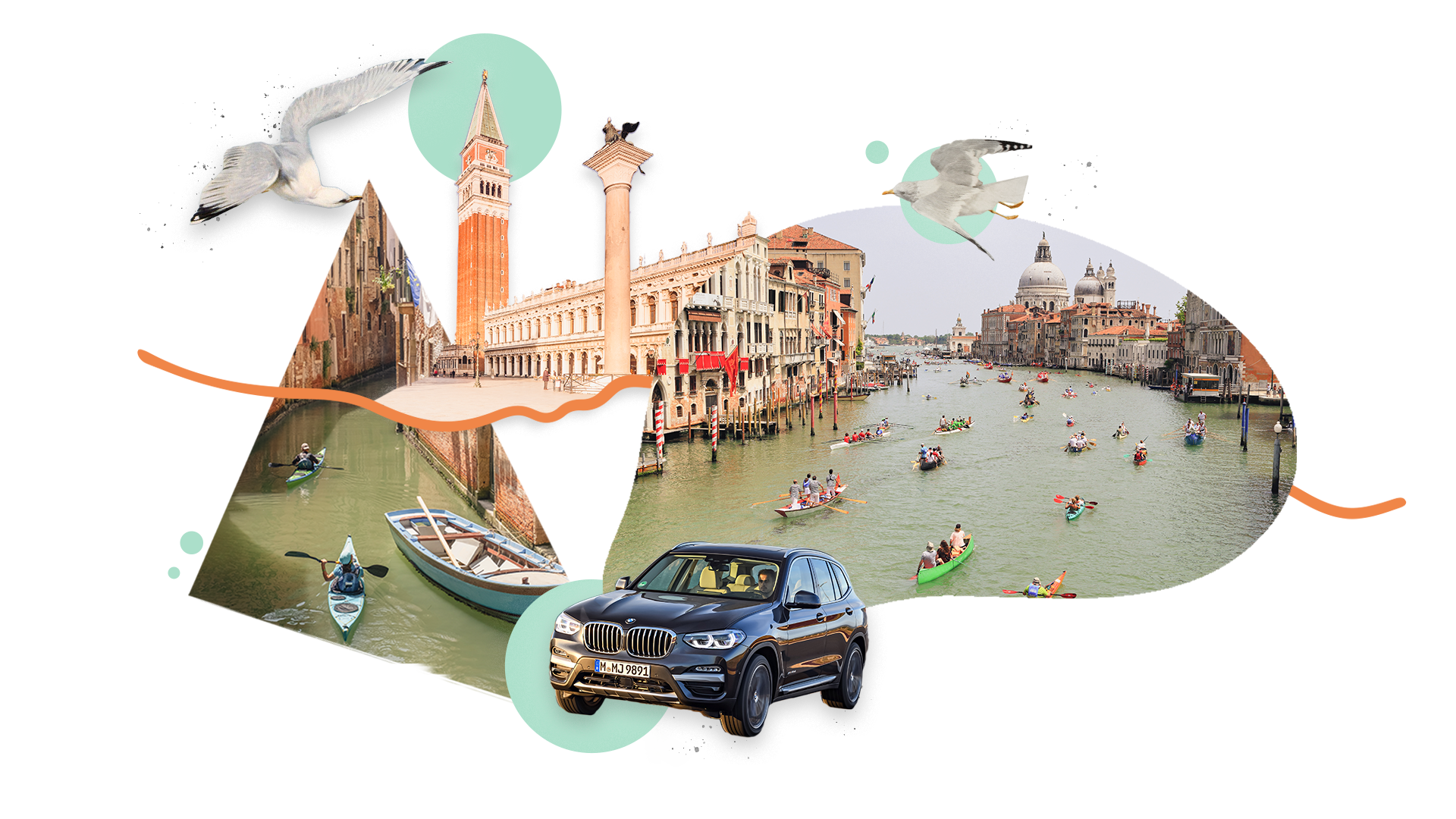 ベネツィア、イタリア、カヤッキングツアー、カヤック用自動車ラック、カヤック・キャリア、カヤック・ホルダー