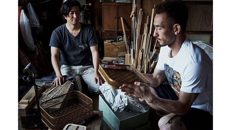 若き竹工芸職人、杉山茂靖さんと中田英寿