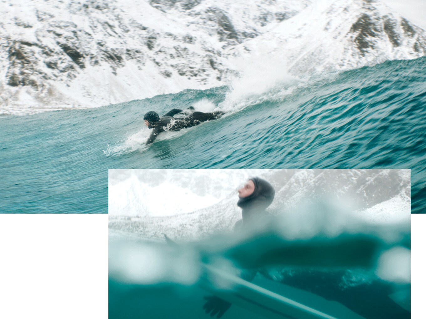 Extrem Surfer im Eismeer