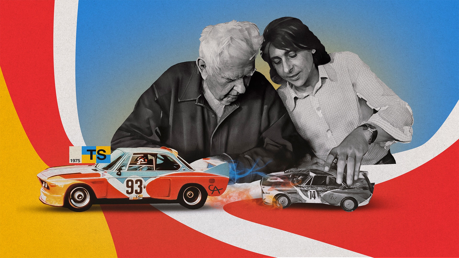 Illustration de la façon dont Hervé Poulain et Calder ont donné naissance à la première Art Car, la BMW 3.0 CSL 1975.